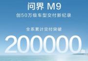 创50万级车型交付新纪录，问界M9交付突破20万辆